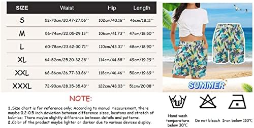 Hlače za žene Pakiranje Ljetnih tropskog tiskane plaže kratke hlače Lagani elastični struk fitness gamaše s džepom