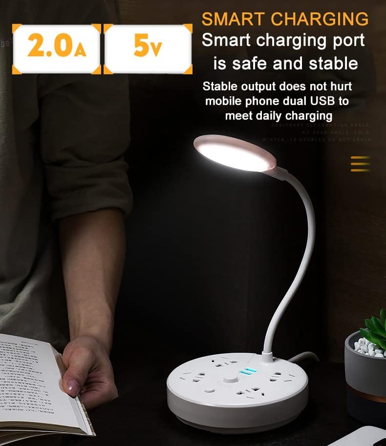 Bovmics LED stočna lampa sa 2 USB priključka za punjenje i 3 izmjenična utičnica, 3 boje temperature,