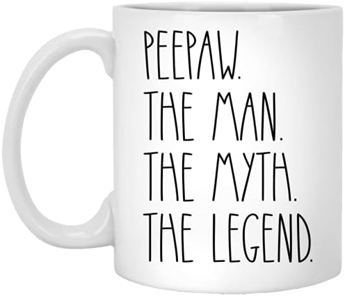 Peepaw čovjek mit legenda šolja za kafu - Peepaw Rae Dunn Style - Rae Dunn Inspired-Happy Birthday Peepaw-najbolja šolja za Peepaw-šolja za Dan očeva za Peepaw 11oz, Bijela