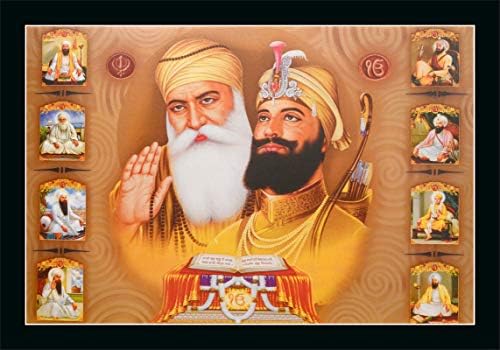 Floreto Guru Nanak Dev ji UV teksturirana Sintetička uokvirena slika FLORETO 8511