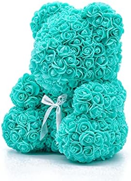Waterford kolekcija Veliki medvjed ruže sa kutijom - 16 ručno rađena igračka Teddy dekoracija sa vještačkim cvijećem & traka - poklon za rođendan, godišnjicu, Majčin dan, Dan zaljubljenih - Tiffany Blue