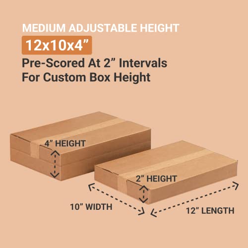 AVIDITI shipping Boxes više dubina 12 D x 10 Š x 4 V, 25-pakovanje | valovita kartonska kutija za pakovanje, selidbu i čuvanje