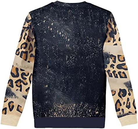 Shusuen Valentinovo štampana dukserica za žene meke i udobne osnovne pulover Crewneck kapuljače s Leopard printom