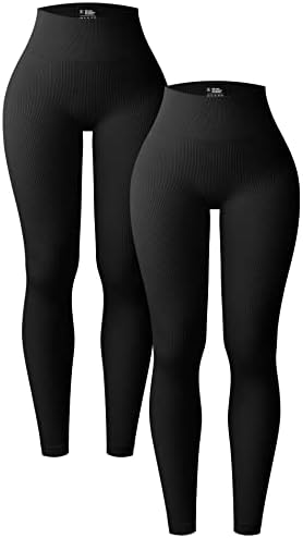 Oqq ženske dvije komade joge gamaše rebraste bešavne vježbe visokog struka Atletičke hlače