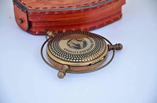 Antikni nautički mesingani kompas sa kožnom futrolom antikni mesing compass london push gumb Kompas Tool navigacijsko