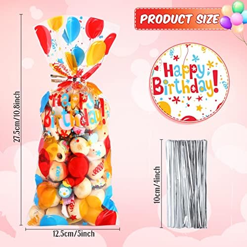 100 komada torbe za rođendansku zabavu svijetli balonski Print prozirni plastični Celofanski slatkiši Goodie