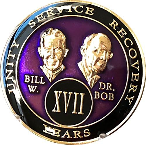 Oporavak Mint 17 godina Purple Bill & Bob tri-ploča Anonimni alkoholičari medaljon-AA trezvenost čip