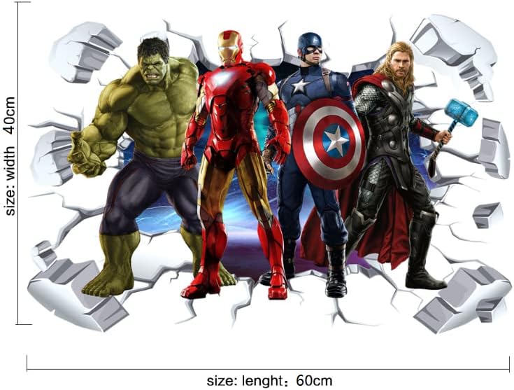 XIHENGSTORE superheroj zidna naljepnica odvojivi PVC Materijal 3d Cartoon zidna naljepnica za