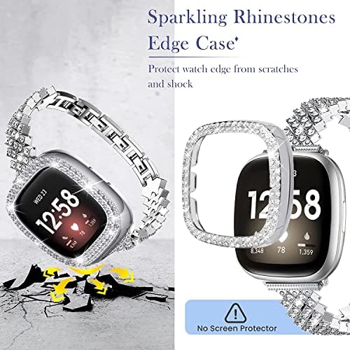 Bling Watch Band kompatibilan sa fitbitom Versa 3 / Fitbit SENSE za žene, podesiva kristalna legura remen od nehrđajućeg čelika metalna zamena za ručne narukvice za fitbit Sense / Versa 3