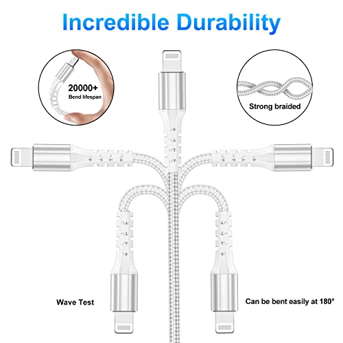 USB C do gromobran 6ft 2 paket, Power Delivery USB C iPhone Charger, MFi Certified Braided Lightning