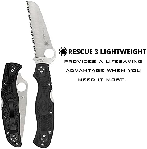 Spyderco Rescue 3 lagani nož sa 93mm ravnim čeličnim nožem i tunelom do Kula Crna FRN ručka -