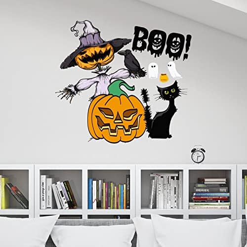 Naljepnice za Noć vještica akvarelne vještice dekor crna mačka bundeva fenjer dobrodošlica zidne naljepnice
