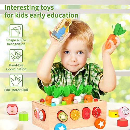 JUZBOT Montessori igračke drvene Edukativne igračke za učenje za 1 2 3 4 godine, mali dječak djevojčica poklon igračka za djevojčice Drvo predškolsko igre za učenje Fine motorike