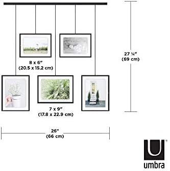 Umbra Exhibit Picture Frame Galerija Set podesiv prikaz kolaža , 5 otvaranje, crn & Fotochain 4x4 i 4x6 okvir za slike i zid dekor Set, crn