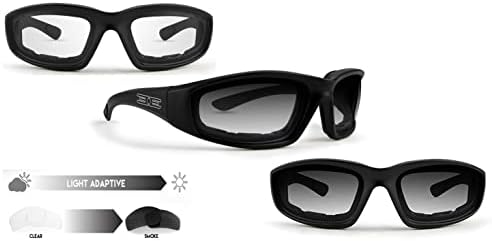 Epoch Eyewear Fotohromne naočare za sunce za motocikle naočare od pjene podstavljeni crni okvir jasan