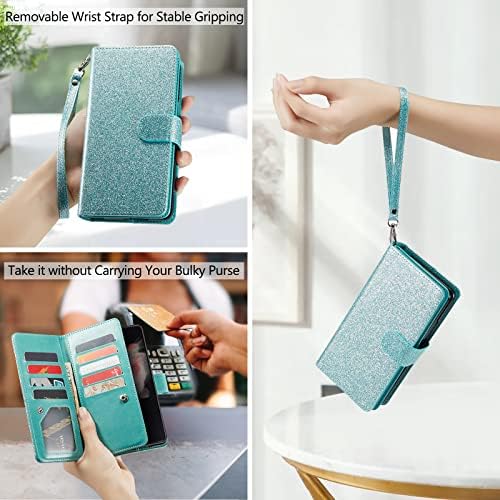 Varikke Z Fold 3 Case, Galaxy Z Fold 3 case Wallet za žene sa 9 držača kartica, elegantan ručni remen Kickstand