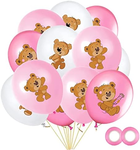 45 kom ružičasti beloni baloni, kremasti medvjedi lateks balon za zabavu za djevojke rod otkrivaju, pamtljivi