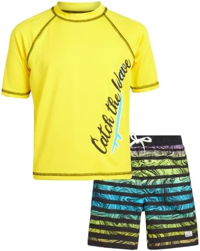 Big Chill Boys' Rash Guard Set-UPF 50+ plivačka košulja sa kratkim rukavima i gaćice za kupanje