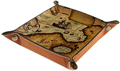 Nautical Map Vintage Organizator Organizator Mikrofiber kožna ladica Praktična kutija za odlaganje za tastere za novčanike i uredsku opremu, 16x16cm