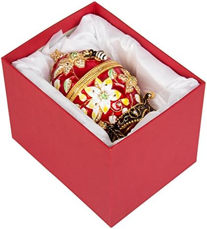 Qifu Faberge Egg: Extra Large 7 , ručno oslikano emajlirani ukrasni šarkirani nakit krinkasti kutiju jedinstveni poklon za kućni dekor i kolekcija