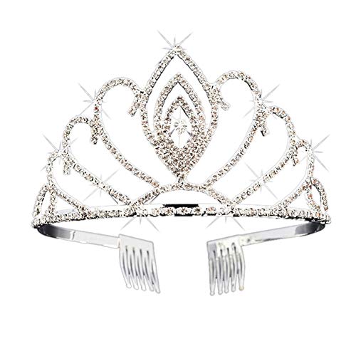 HIPIHOM Rhinestone Crystal Tiara vjenčanje Bridal Princeess Tiara kruna traka za glavu rođendan Halloween potrepštine za zabavu, srebro