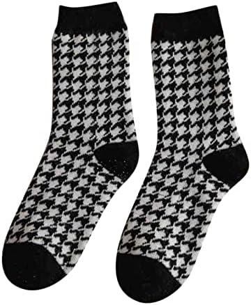 Žene zimske čarape Jesen i zimska vuna Fleece Mid Tube Socks Houndstooth tiskanje tople muške čarape veličine