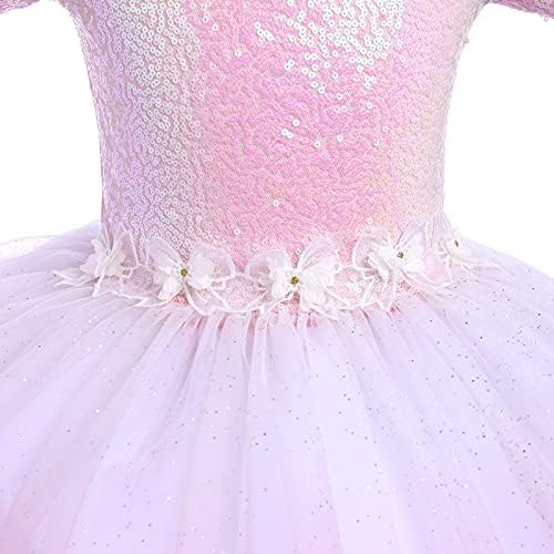 Afavoj mališaj Dječji devojčice Sequin baletske plesne haljine Glitter cvijet Tutu Skirted Leotard