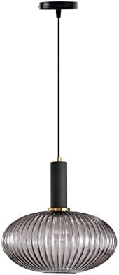 I-XUN Privjesak svijetli crni držač lampe i staklena prugasta nijansa moderna privjesna rasvjeta