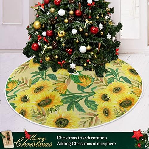 Oarencol Sunflower Vintage Watercolor Cvijeće napušta božićnu suknju od drveća 36 inčni Xmas Holiday Party