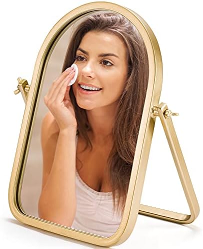 Geloo Vanity Makeup stolno ogledalo - stolna ogledala 360 Podesiva rotacija,malo stojeće ogledalo sa metalnim okvirom za spavaću sobu,ploču stola,kancelariju,antiku, komodu, radnu ploču 11,8x 7,8