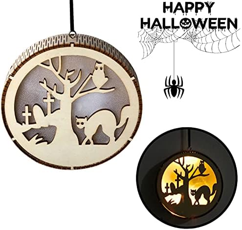 Luster LED Halloween Light zidna vješalica šuplja atmosfera drvena dekoracija Kućni dekor drevne perle
