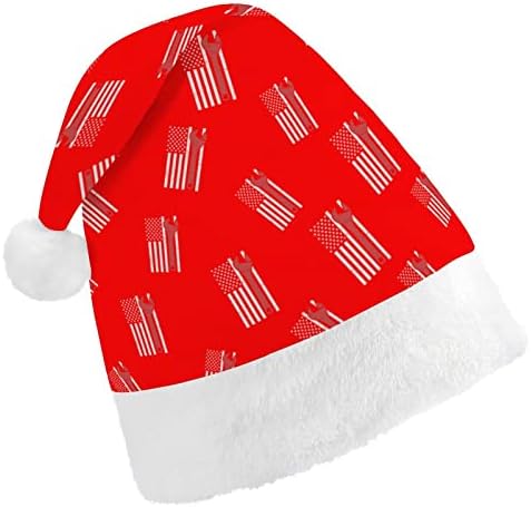 Ključ američka zastava Funny Božić šešir Santa Claus kape kratki pliš sa bijelim manžetama za Božić Holiday
