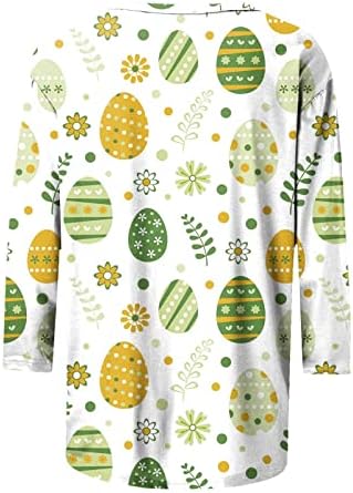 Comigeewa Womens Crewneck Tee Jesen Ljeto 3/4 rukav pamuk grafičar SRETNI poklon dnevni boravak za bluza jaja
