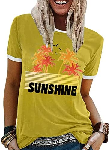 Bydezcon Ljetni vrhovi Grafičke majice za žene Pamučne majice Ležerne prilike labavih tina