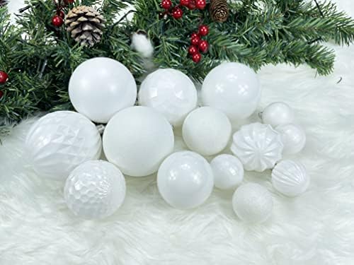 AOGU 34pcs Božić Balls Božić drvo Ball White 2.36 ukrasi Shatterproof dekoracije za drveće Home Holiday Party