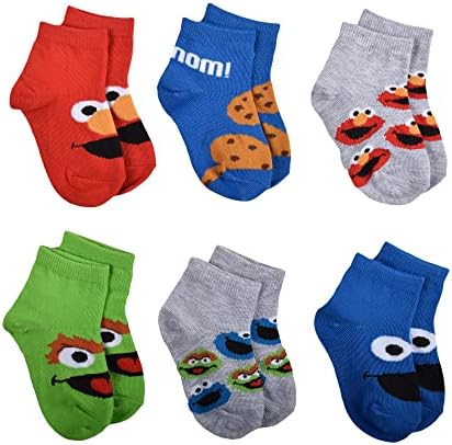 Sesame Street Boys 6-pack četvrtine čarapa, Crvena, 2-4T US