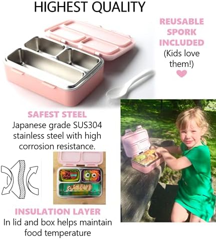 Paket od nerđajućeg čelika Mini Bento kutija za ručak za malu djecu za dnevni boravak od 3+ + jednorog