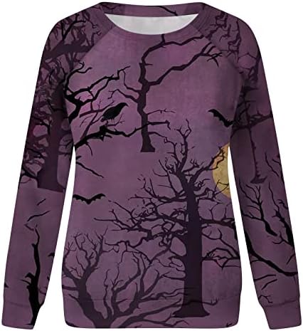 Dukseri za Halloween za žene, žene Halloween Print s dugih rukava Crewneck Lagane casual pulover
