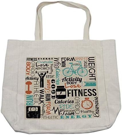 Ambesonne fitnes torba za kupovinu, sportski i aktivni životni koncept vježbajući sportski tekst