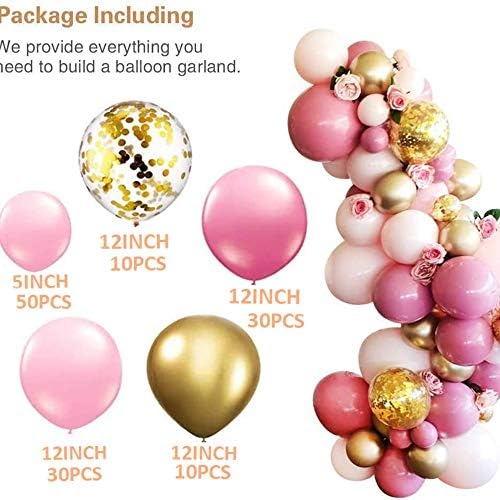 136pcs balloni za tuširanje i zlatni za bebe, Dusty Rose Pink Ballon Garland Balloons Kit, rođendan za
