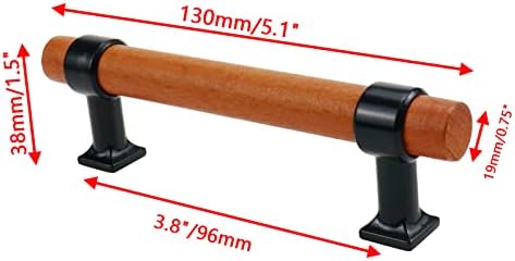 Bitray drvena ladica povlači 3,8-inčnu udaljenost rupe Crvene drvene tonske ručke ormarića Crne osnovne Komode