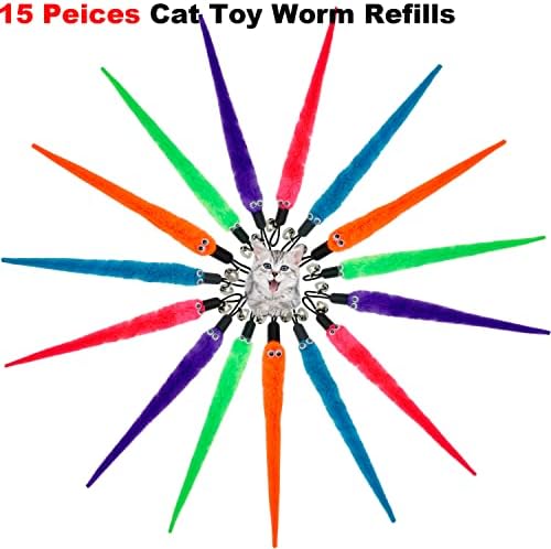 CATENESS mačka crv Toy Refills mačka štapić igračke zamjena crvi, 15 kom mačka crvi punjenje, mačka teaser igračka