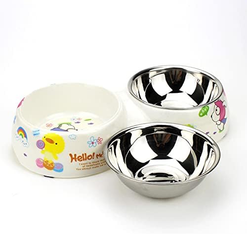 NC crtana Maminska posuda za kućne ljubimce dvostruka zdjela od nerđajućeg čelika dva u jednom Zdjela za pse