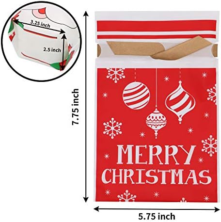 Joyin 60 božićne torbe za bombone, dobrote, poklon za poklon od plastike za zabavu za omotavanje poklona