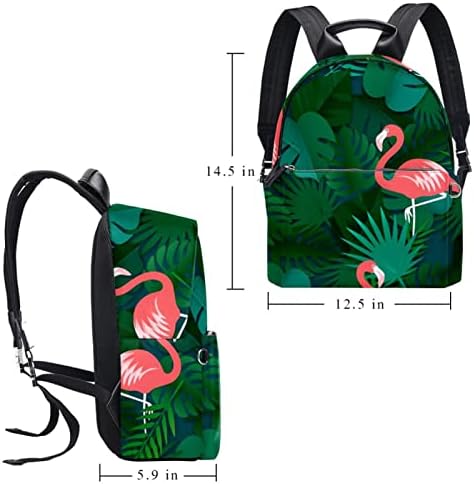 Tbouobt kožni ruksak za putovanja Lagani laptop Ležerni ruksak za žene Muškarci, Tropska džungla Palm list Flamingo