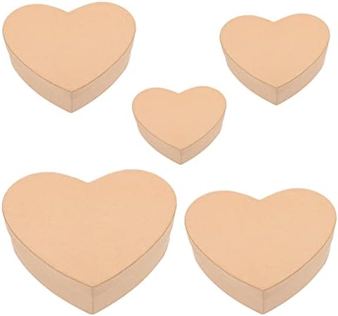 Artibetter 5pcs papir Mache kutija u obliku srca u obliku srčanog poklon kutija kraft papir kolačići slatkiši