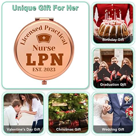 Licencirani praktični poklon za medicinske sestre kompaktno ogledalo za LPN Nurse Week ideje za poklone zahvalnosti pokloni sklopivi ogledalo za šminkanje za LPN Studentski poklon za diplomiranje za njegu Studentski rođendan pokloni za penziju