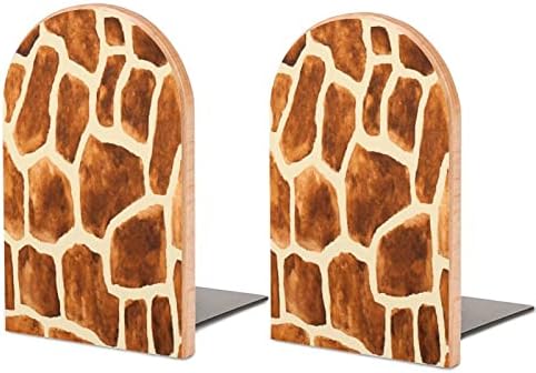 Žirafa koža štampana drvena knjiga završava Neklizajući dekor Bookend mali za kancelarijski