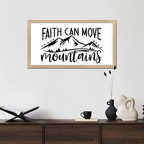 Sveti pisce uragani drveni plak motivacijski citat Christian Rekavši vjeru može premještati planine Bež okvir