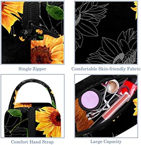 Tbouobt kozmetičke vrećice za šminke za žene, male šminke torbice za šminku, suncokretov retro stil